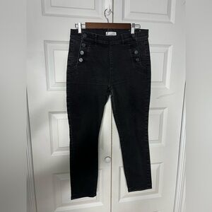 LOFT Charcoal Skinny Jeans with Button Detail